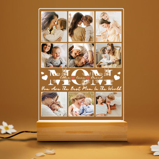 Personalized Mom Night Light with Acrylic Photo Plaque – Gift for Mom on Christmas, Birthday or Mother’s Day (MNL-16)