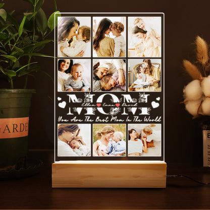 Personalized Mom Night Light with Acrylic Photo Plaque – Gift for Mom on Christmas, Birthday or Mother’s Day (MNL-16)