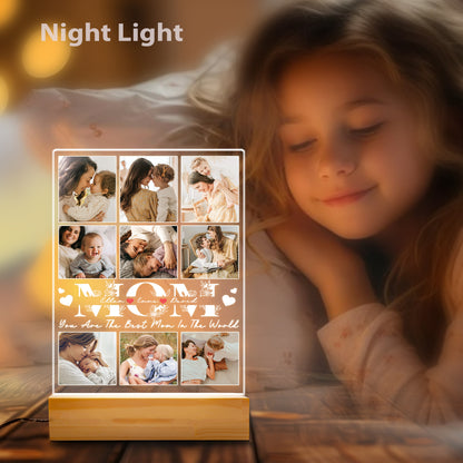 Personalized Mom Night Light with Acrylic Photo Plaque – Gift for Mom on Christmas, Birthday or Mother’s Day (MNL-16)