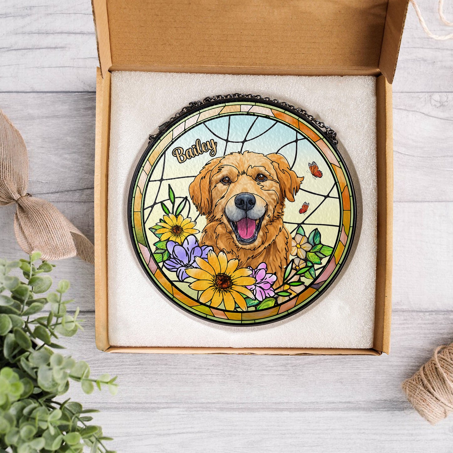 Custom Engraved Dog and Cat Family Glass Suncatcher – Perfect for Pet Lovers and Home Decor (Sun-24)