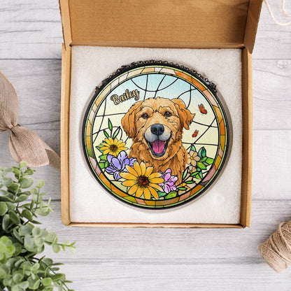 Custom Engraved Dog and Cat Family Glass Suncatcher – Perfect for Pet Lovers and Home Decor (Sun-24)