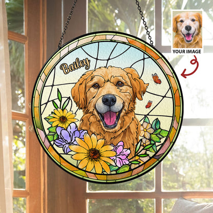 Custom Engraved Dog and Cat Family Glass Suncatcher – Perfect for Pet Lovers and Home Decor (Sun-24)