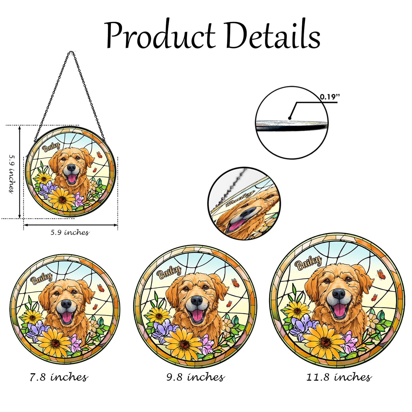 Custom Engraved Dog and Cat Family Glass Suncatcher – Perfect for Pet Lovers and Home Decor (Sun-24)