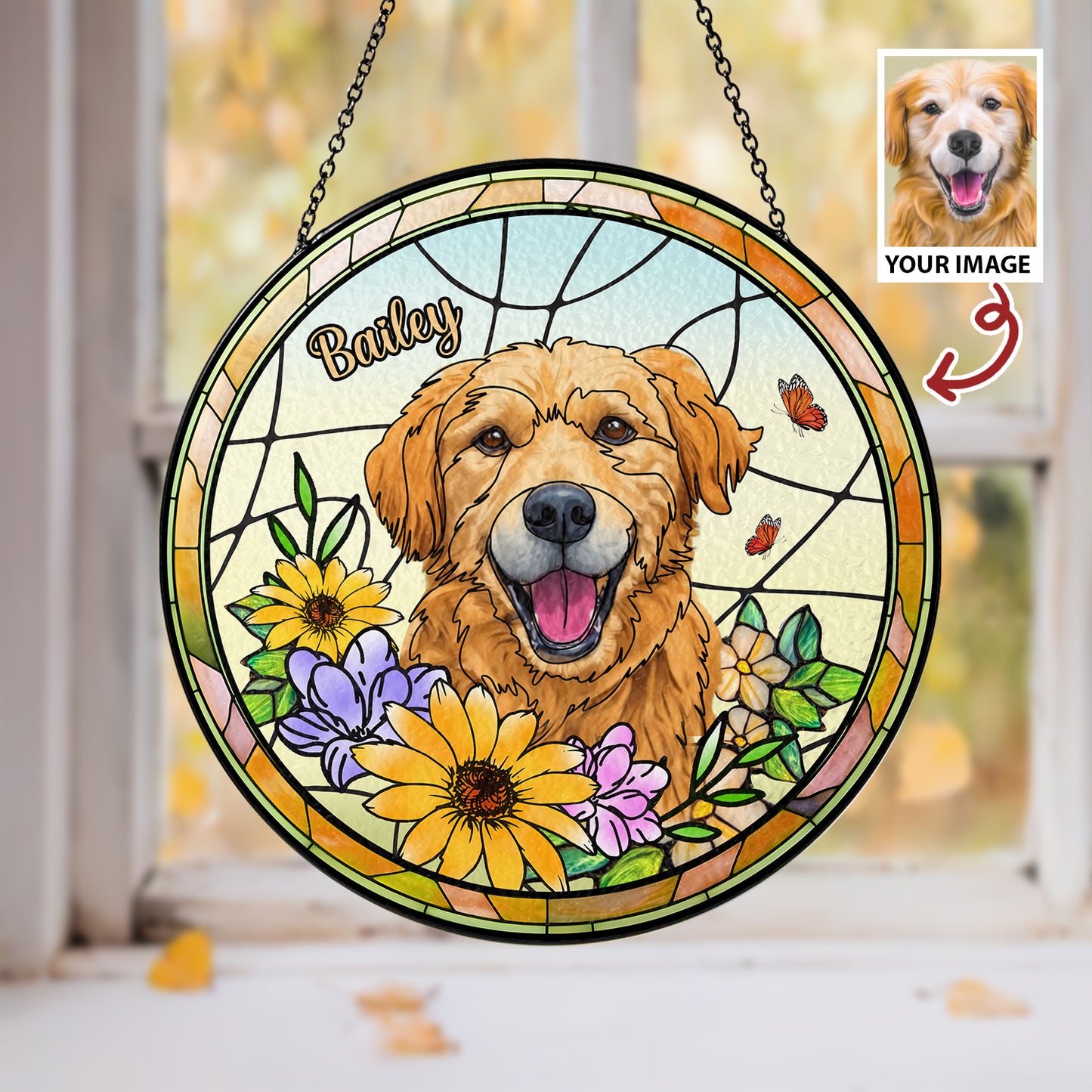 Custom Engraved Dog and Cat Family Glass Suncatcher – Perfect for Pet Lovers and Home Decor (Sun-24)