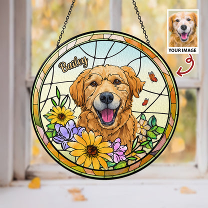Custom Engraved Dog and Cat Family Glass Suncatcher – Perfect for Pet Lovers and Home Decor (Sun-24)