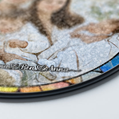 Personalized Family Photo Stained Glass Suncatcher – Custom Window Hanging for Memorial or Holiday Gifts (Sun-34)
