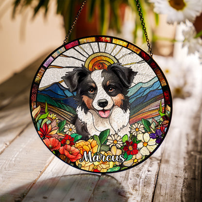 Custom Engraved Glass Suncatcher for Dog and Cat Families – The Perfect Personalized Gift for Pet Lovers and Home Decor Enthusiasts (Sun-25)