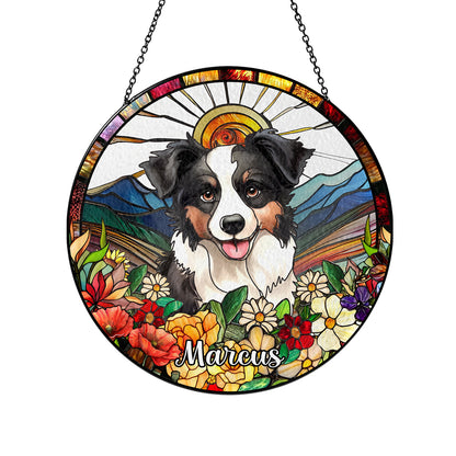 Custom Engraved Glass Suncatcher for Dog and Cat Families – The Perfect Personalized Gift for Pet Lovers and Home Decor Enthusiasts (Sun-25)