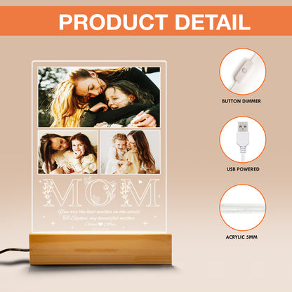 Custom Photo Mom Night Light – A Heartfelt Gift for the Best Mom from Daughter, Perfect for Mother’s Day, Birthday, or Christmas (MNL-17)