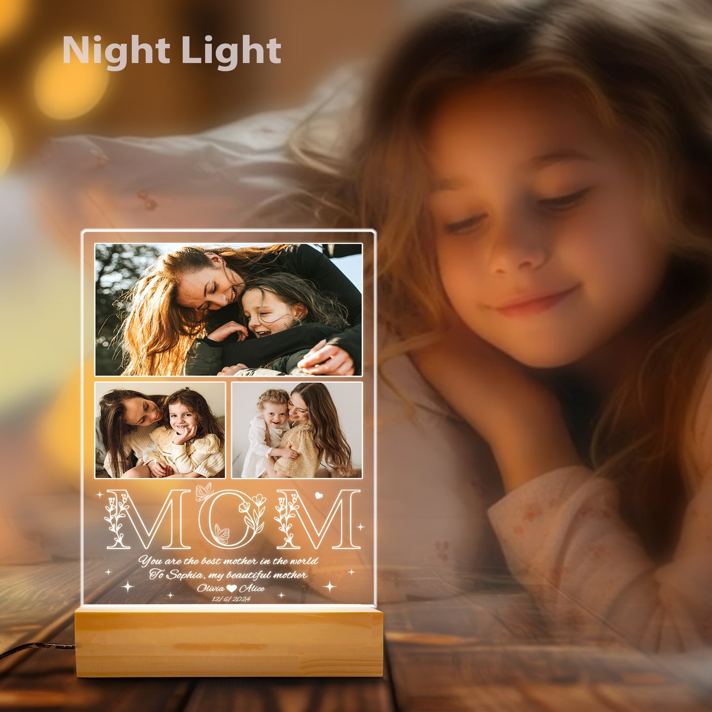 Custom Photo Mom Night Light – A Heartfelt Gift for the Best Mom from Daughter, Perfect for Mother’s Day, Birthday, or Christmas (MNL-17)