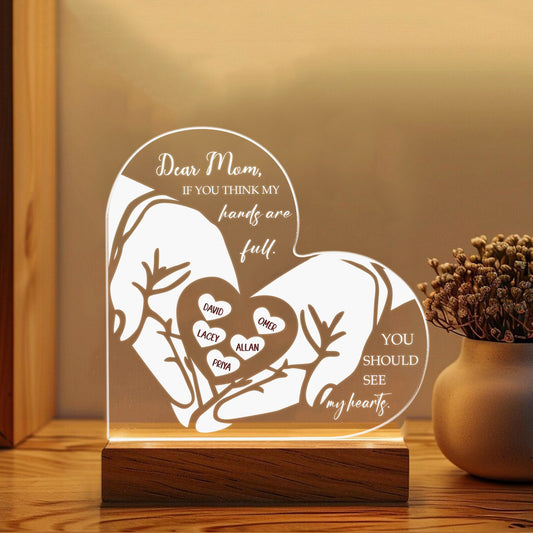 Gifts for Mom, Mom Birthday Gifts from Daughter Son, Engraved Mom Night Lights USB Low Power, Personalized Mom Gifts for Mother's Day Birthday Thanksgiving (MNL-09)