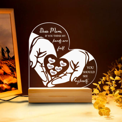 Gifts for Mom, Mom Birthday Gifts from Daughter Son, Engraved Mom Night Lights USB Low Power, Personalized Mom Gifts for Mother's Day Birthday Thanksgiving (MNL-09)