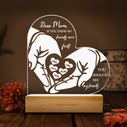 Gifts for Mom, Mom Birthday Gifts from Daughter Son, Engraved Mom Night Lights USB Low Power, Personalized Mom Gifts for Mother's Day Birthday Thanksgiving (MNL-09)