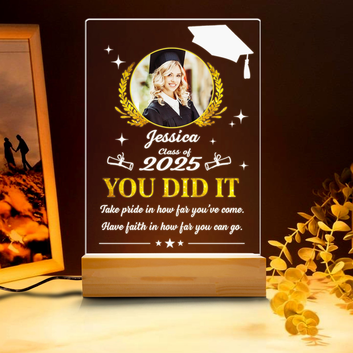 Personalized Graduation You Did It Night Light, Custom Photo Graduation Light, Night Light Graduates Plaque, Seniors Highschool College Gift (GNL-39)