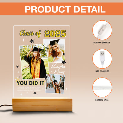 Personalized Night Light Graduates Plaque, Gifts for Graduate, Seniors Graduate Frame Picture Gift, Highschool, College Gift (GNL-37)