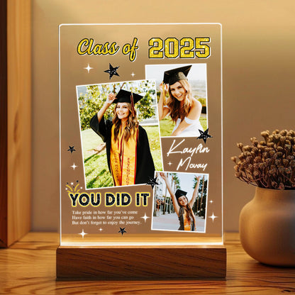 Personalized Night Light Graduates Plaque, Gifts for Graduate, Seniors Graduate Frame Picture Gift, Highschool, College Gift (GNL-37)