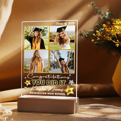 Custom Graduation Night Light 2025, Personalized Photo Gifts for Graduate, Senior Keepsake, Highschool or College Celebration Gift (GNL-28)