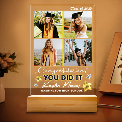 Custom Graduation Night Light 2025, Personalized Photo Gifts for Graduate, Senior Keepsake, Highschool or College Celebration Gift (GNL-28)