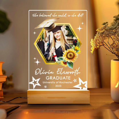 Personalized Sunflower Graduation Night Light – A Glowing Gift of Growth, Joy & Achievement (GNL-15)