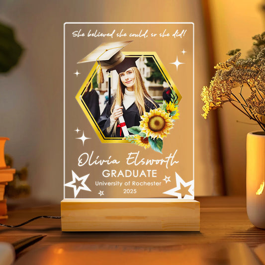Personalized Sunflower Graduation Night Light – A Glowing Gift of Growth, Joy & Achievement (GNL-15)