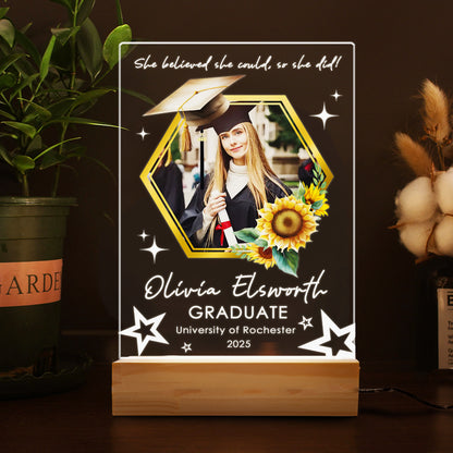 Personalized Sunflower Graduation Night Light – A Glowing Gift of Growth, Joy & Achievement (GNL-15)