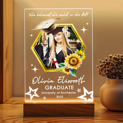 Personalized Sunflower Graduation Night Light – A Glowing Gift of Growth, Joy & Achievement (GNL-15)