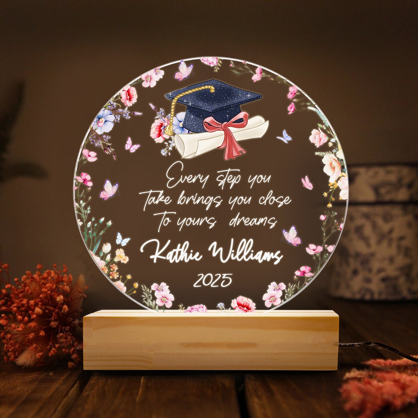 Custom Graduation Night Light – Unique Keepsake with Name, Perfect for the New Graduate’s Special Day (GNL-11)