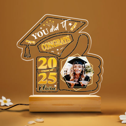 LED Graduation Night Light – Unique Cap & Like Symbol Design with Personalized Image and Name (GNL-18)