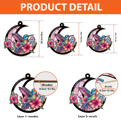 Hummingbird Memorial Gift for Mom – Personalized Stained Hanging Suncatcher with Name and Years – Sympathy Gift Idea (H-Sun-22)