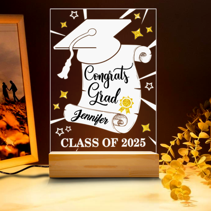 Personalized Graduation Night Light – Custom Acrylic Plaque with Graduate’s Name and Graduation Year (GNL-05)