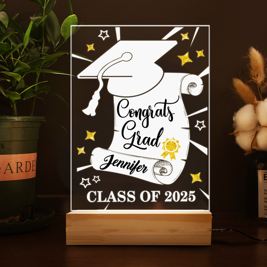 Personalized Graduation Night Light – Custom Acrylic Plaque with Graduate’s Name and Graduation Year (GNL-05)