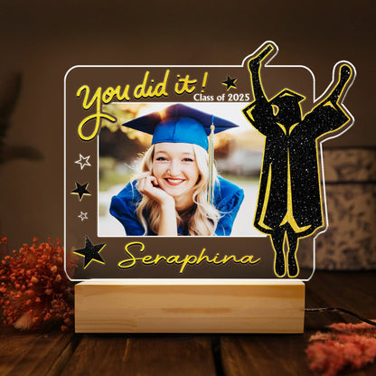 Personalized Grad Night Light – 2025 Yearbook Gift with Your Name and Photo, A Symbol of Unforgettable School Moments (GNL-26)
