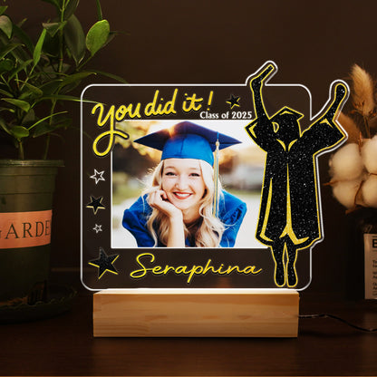 Personalized Grad Night Light – 2025 Yearbook Gift with Your Name and Photo, A Symbol of Unforgettable School Moments (GNL-26)