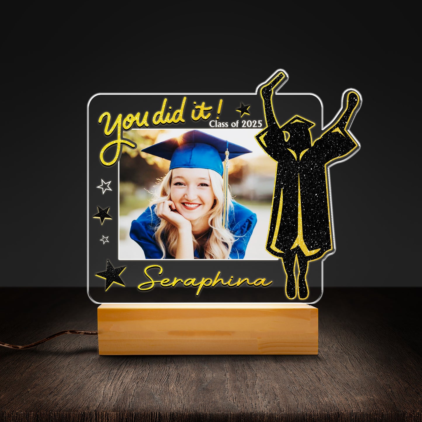 Personalized Grad Night Light – 2025 Yearbook Gift with Your Name and Photo, A Symbol of Unforgettable School Moments (GNL-26)