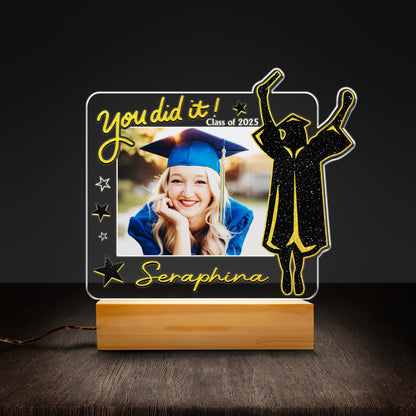 Personalized Grad Night Light – 2025 Yearbook Gift with Your Name and Photo, A Symbol of Unforgettable School Moments (GNL-26)