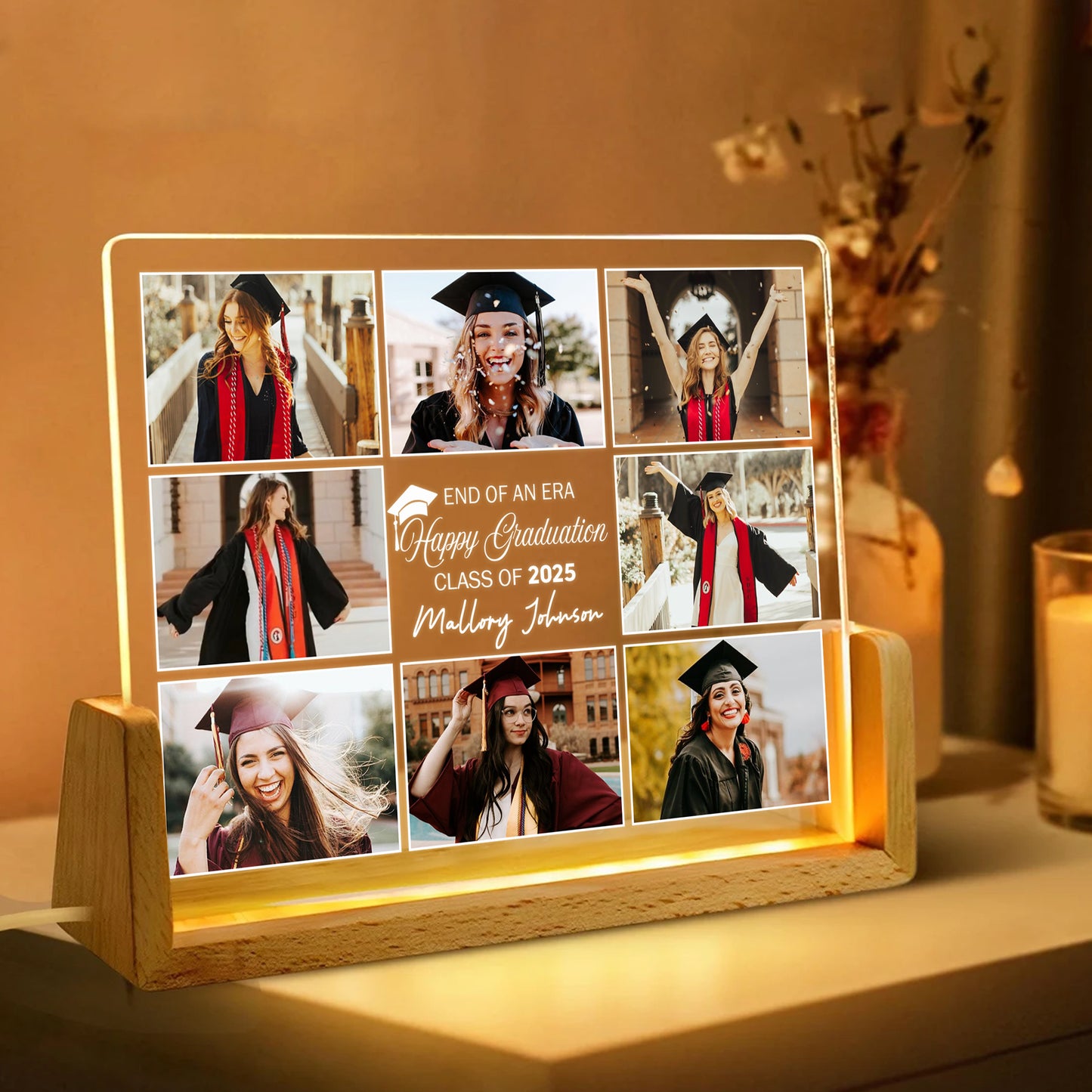 Graduation Night Light with 8-Photo Collage – Personalized Friendship Gift to Celebrate the Class of 2025 Memories (GNL-22)