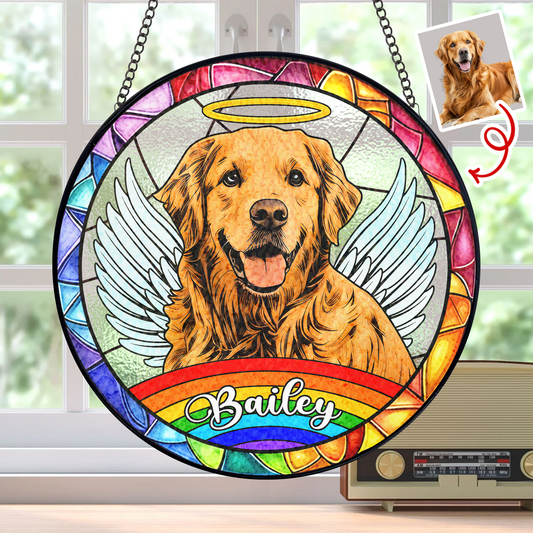 Personalized Glass Suncatcher for Dog Lovers – Memorial Art Featuring Your Pet’s Face to Brighten Your Space with Memories (Sun-49)
