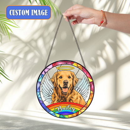 Personalized Glass Suncatcher for Dog Lovers – Memorial Art Featuring Your Pet’s Face to Brighten Your Space with Memories (Sun-49)