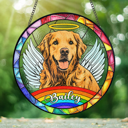 Personalized Glass Suncatcher for Dog Lovers – Memorial Art Featuring Your Pet’s Face to Brighten Your Space with Memories (Sun-49)