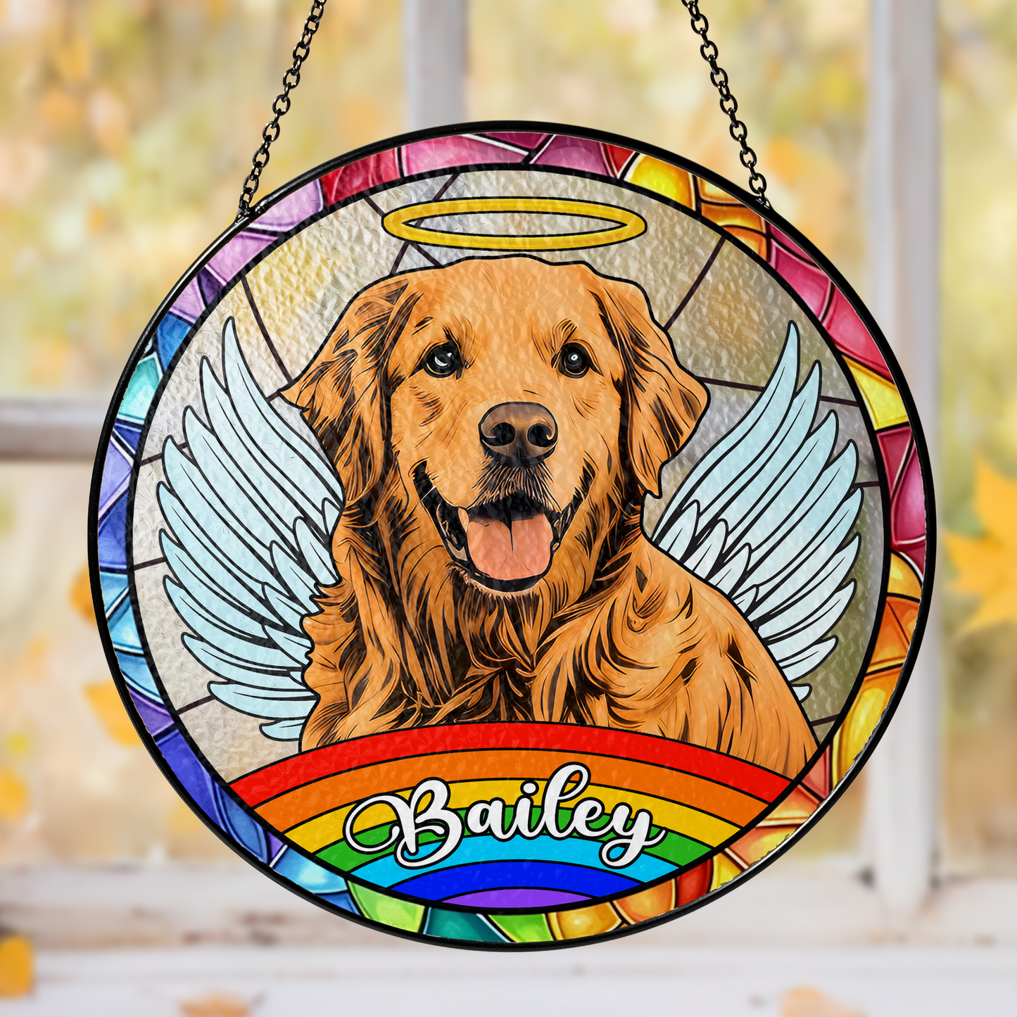 Personalized Glass Suncatcher for Dog Lovers – Memorial Art Featuring Your Pet’s Face to Brighten Your Space with Memories (Sun-49)