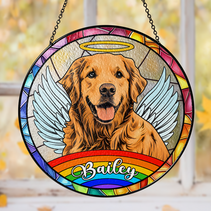 Personalized Glass Suncatcher for Dog Lovers – Memorial Art Featuring Your Pet’s Face to Brighten Your Space with Memories (Sun-49)