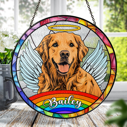 Personalized Glass Suncatcher for Dog Lovers – Memorial Art Featuring Your Pet’s Face to Brighten Your Space with Memories (Sun-49)