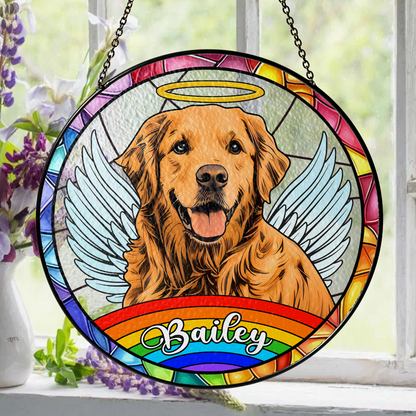 Personalized Glass Suncatcher for Dog Lovers – Memorial Art Featuring Your Pet’s Face to Brighten Your Space with Memories (Sun-49)