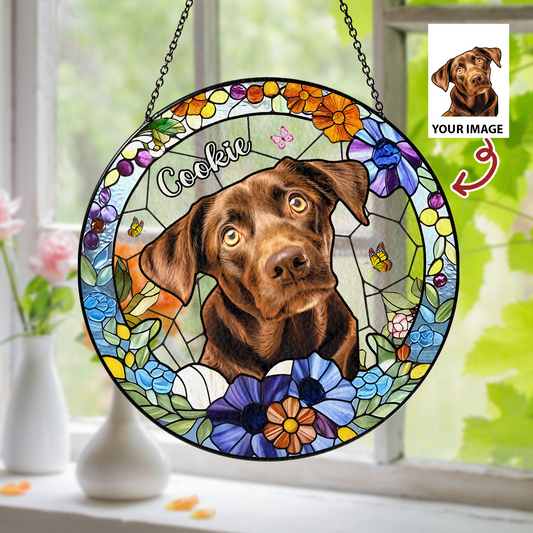 Personalized Labrador Memorial Suncatcher – Custom Glass Window Hanging for Pet Loss and Dog Lovers (Sun-39)