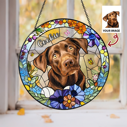 Personalized Labrador Memorial Suncatcher – Custom Glass Window Hanging for Pet Loss and Dog Lovers (Sun-39)