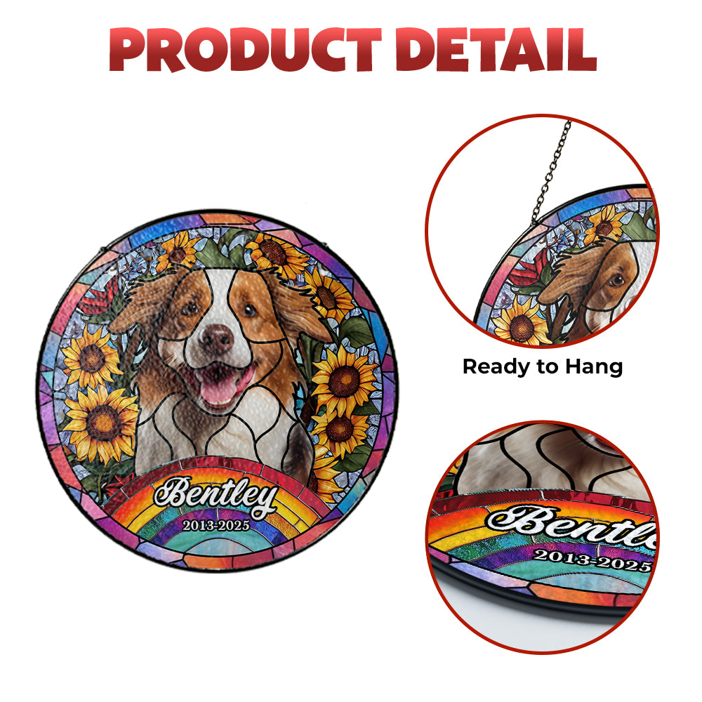 Custom Pet Portrait Glass Suncatcher, Personalized Dog or Cat Ornament Made from Your Favorite Photo, Perfect Gift for Pet Lovers (Sun-69)