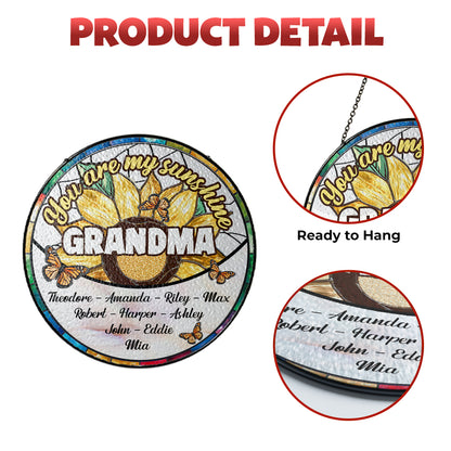 Personalized "You Are My Sunshine" Glass Suncatcher Ornament for Mom, Customizable Sunflower Suncatcher (Sun-26)