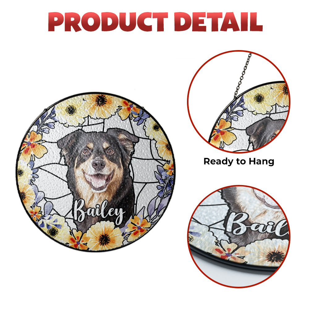 Custom Dog Memorial Glass Suncatcher for Pet Loss (Sun-11)