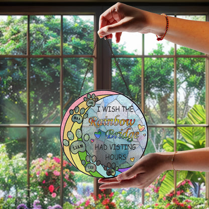Personalized Glass Suncatcher for Pet Remembrance – Rainbow Bridge Window Hanging with Name and Optional Message – Beautiful Pet Tribute Gift (Sun-87)