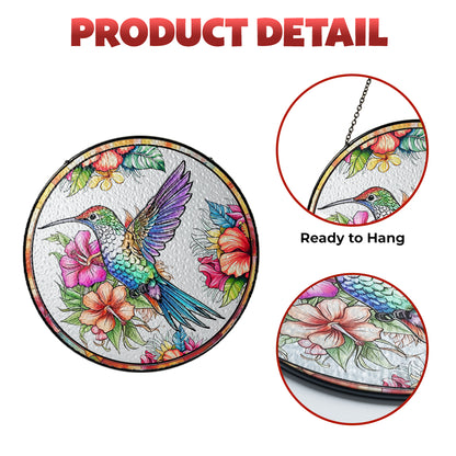 Stunning Personalized Hummingbird Stained Glass Suncatcher – A Colorful Window Accent for Nature Enthusiasts (Sun-31)